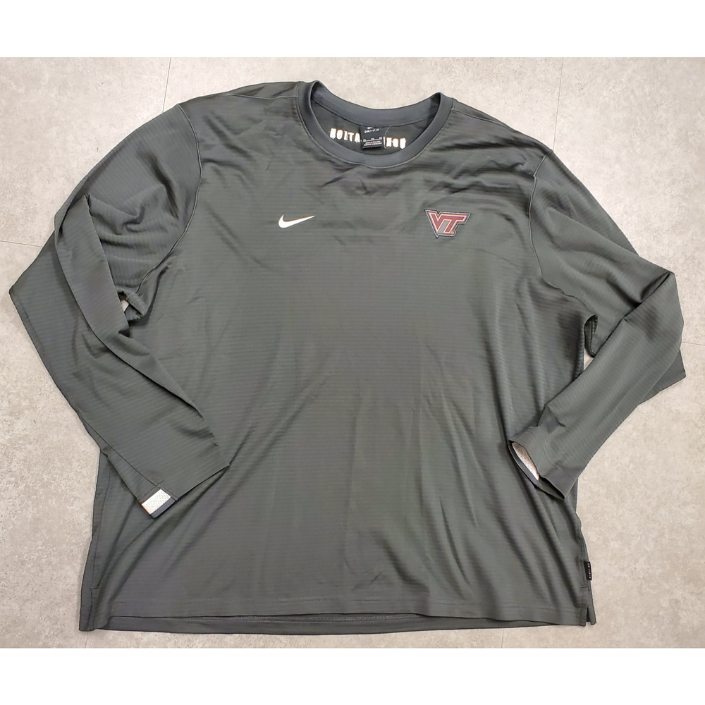 Nike Dri-Fit VT Virginia Tech Long Sleeve Men's 3X Gray White Pull Over Fleece